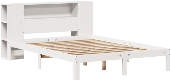 vidaXL Massivholzbett mit Regal ohne Matratze Weiß 120x190 cm Kiefer 3322508 Bild 2