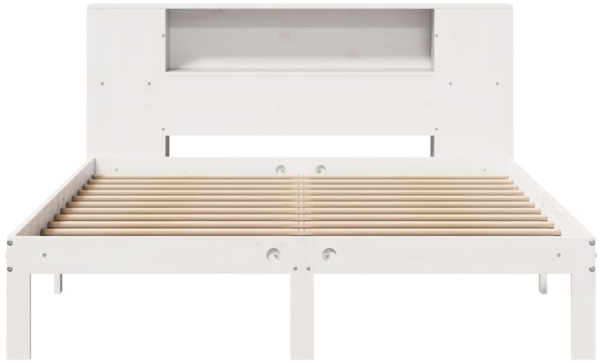 vidaXL Massivholzbett mit Regal ohne Matratze Weiß 120x190 cm Kiefer 3322508 Bild 3