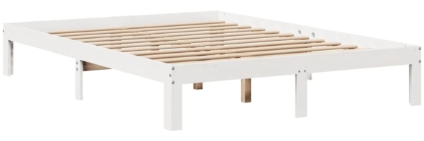 vidaXL Massivholzbett mit Regal ohne Matratze Weiß 120x190 cm Kiefer 3322508 Bild 4