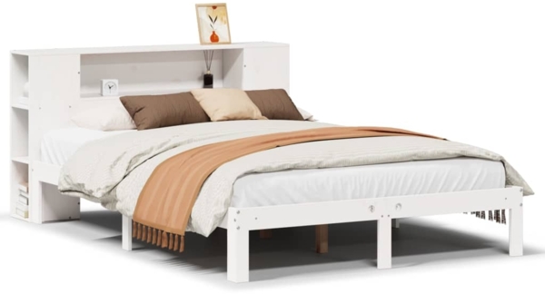 vidaXL Massivholzbett mit Regal ohne Matratze Weiß 120x190 cm Kiefer 3322508 Bild 1