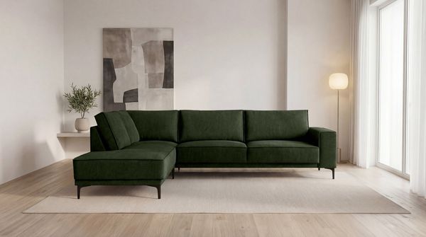 OTTO home Ecksofa OLAND L-Form, B: 289 cm, Skandi-Design, Struktur, Flachgewebe, Luxus-Microfaser, Boucle