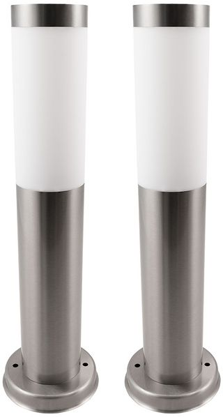 2er Set RGB LED Sockelleuchte, Edelstahl, silber, H 45 cm