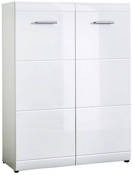 Schuhschrank DANARO-01, 89 x 120 x 37 cm, Hochglanz weiß