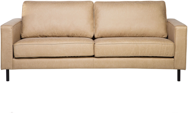 Beliani 'SAVALEN' 3-Sitzer Sofa, Kunstleder beige, 87 x 91 x 204 cm