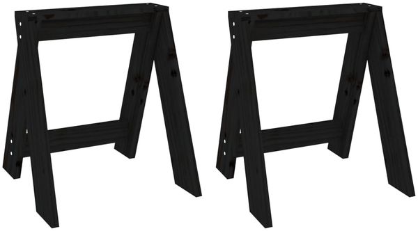 vidaXL Hocker 2 Stk. Schwarz 40x40x45 cm Massivholz Kiefer 823663 Bild 2
