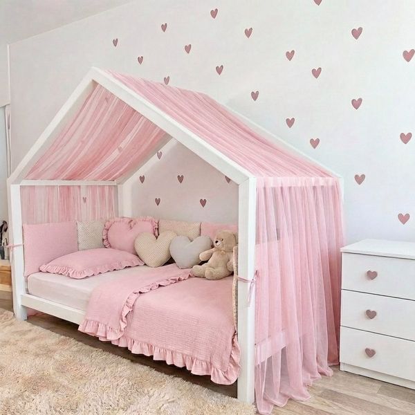 Baby Fancyroom Betthimmel Premium Hausbett Himmel aus Tüll, Betthimmel für Kinderbett, Baldachin, gekräuselt