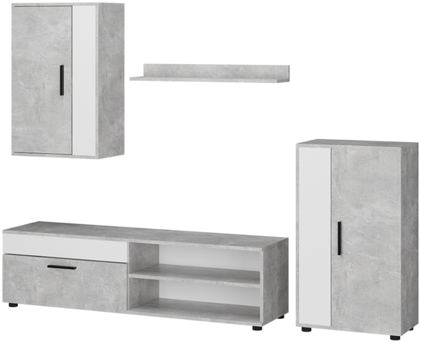 Wohnwand Berno Beton set, 4 Teile Vicco