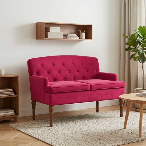 vidaXL Zweisitzer mit Knopfheftung Weinrot 111 x 65 x 79 cm Samt 42041848