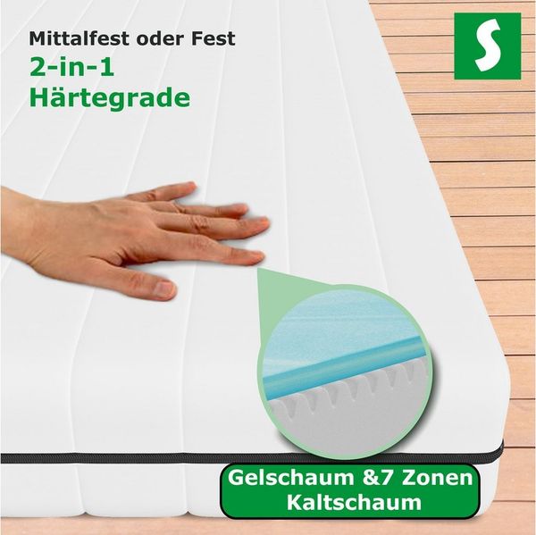 Kaltschaummatratze Gelschaummatratze H2/H3 Höhe 15cm, Schlaftroll, 90x200cm, 160x200cm und weiteren Größen erhältlich