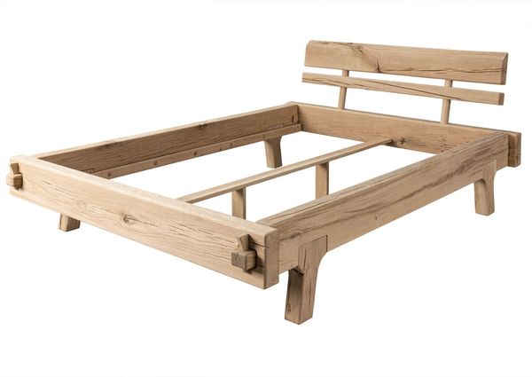Balkenbett Eiche 160x200 natur geölt OAK HEART #02