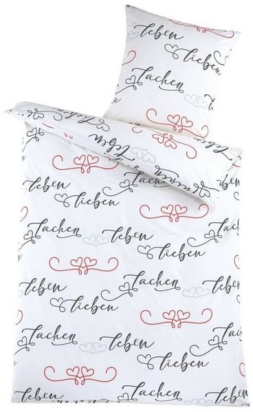 Optidream Bettwäsche Set Renforcé 135x200 Baumwolle Teresa weiß, Renforcé, 2 teilig, Sommer Geschenke Idee Frauen Männer weich sale Reißverschluss Partner