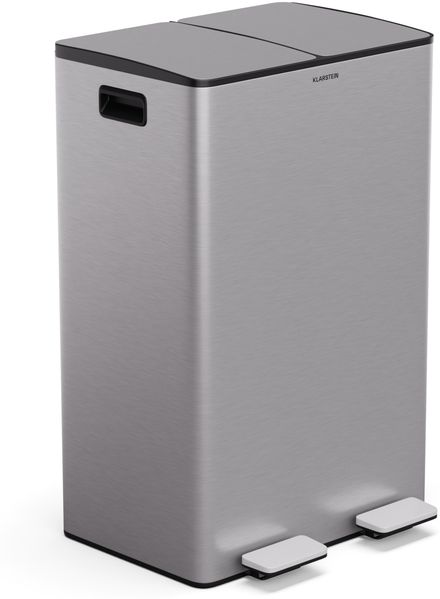 Klarstein EcoVista Mülleimer - 60L Abfalleimer mit 2 Fächern & 3L Kompostbehälter, Soft-Close, Edelstahl, Küchen-Abfalleimer, Mülltrennsystem