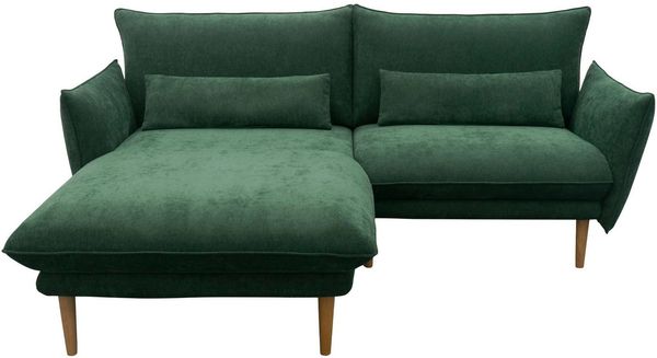 DOMO collection Ecksofa Leuven kompakte Stellmaße, Breite 200 cm, schmale Armlehnen, L-Form, angenehm feste Polsterung, bodenfrei, 19 cm hohe Holzfüße
