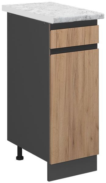 Küchenunterschrank R-Line Goldkraft Eiche 30 cm J-Shape AP Marmor Vicco