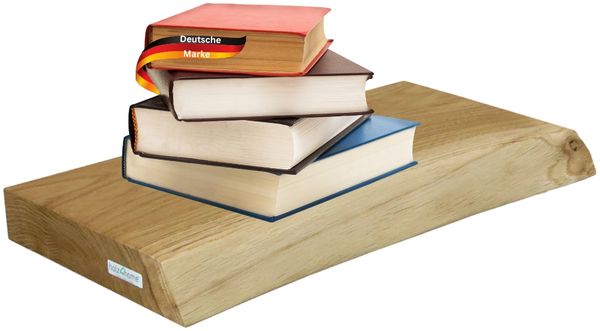 Wandregal Holz schwebend KYLO - Eichenholz Massiv, mit Baumkante | Bücherregal Schwebendes Regal Hängeregale für Wohnzimmer | 40x22x4cm