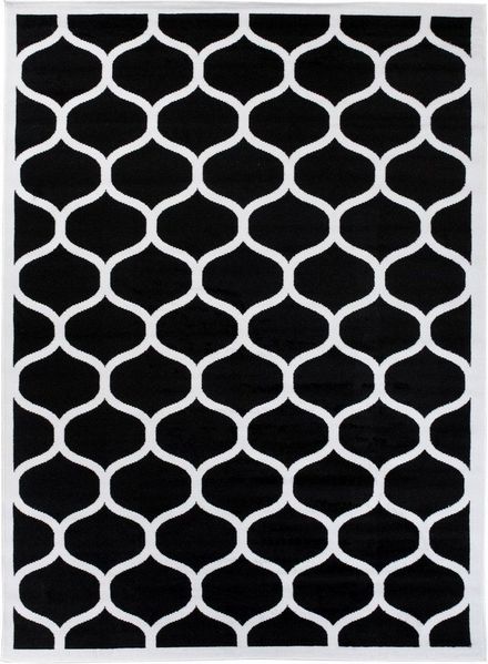 Mazovia Designteppich Modern Teppich Geometrische Muster schwarz weiß - Kurzflor, 160 x 230 cm, Geeignet für Fußbodenheizung, Höhe 7 mm, Kurzflor