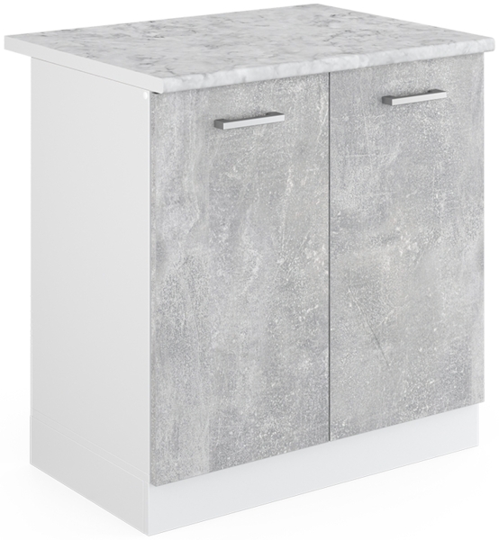 Spülenunterschrank R-Line Beton 80 cm mit Türen, mit Arbeitsplatte Vicco