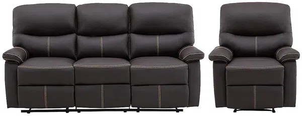Vente-unique - CANBY Sofa and armchair set Kunstleder Braun - B 90 cm x H 95 cm x L 79 cm183 cm Bild 2