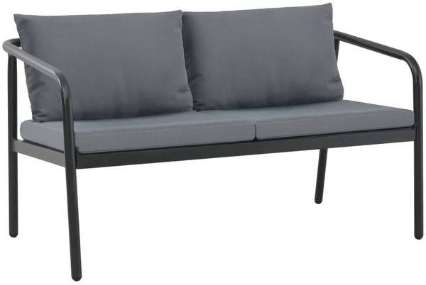 vidaXL 2-Sitzer-Gartenbank mit Auflagen Grau Aluminium 44699