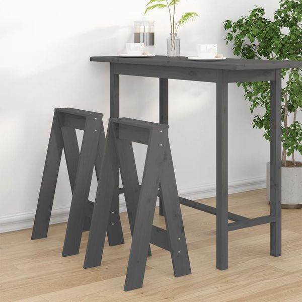 vidaXL Hocker 2 Stk. Grau 40x40x75 cm Massivholz Kiefer 823671