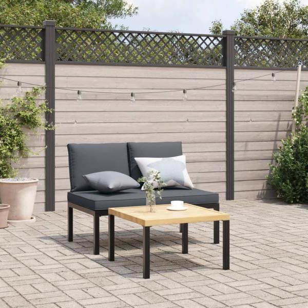 vidaXL Gartenbank mit Kissen Schwarz Aluminium 4008570