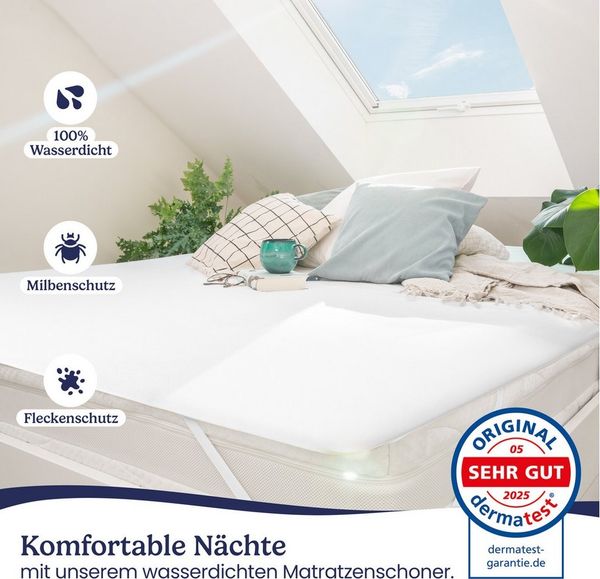 Matratzenschoner Matratzenauflage als Nässeschutz für Kinder o. wasserdicht Gentle North, 100% wasserabweisend - wasserfest - allergikergeeignet - Eckbändern
