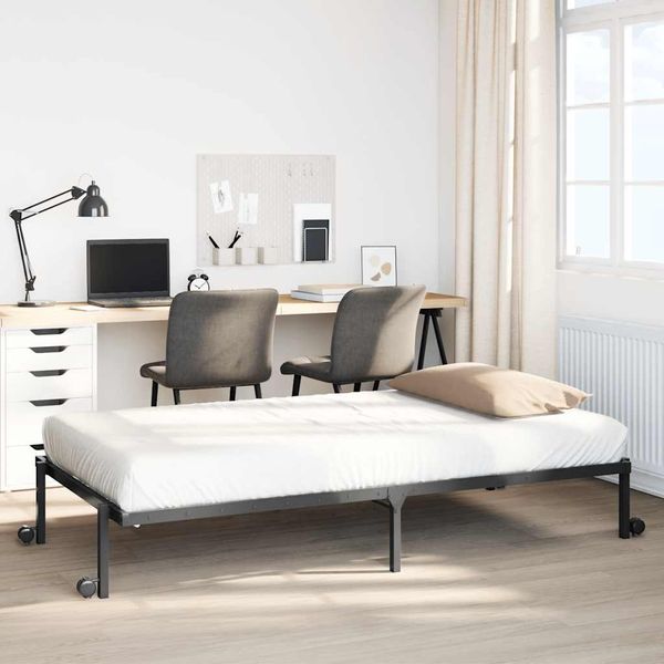 vidaXL Bettgestell ohne Matratze Klappbar Schwarz 100x190 cm Stahl 4103961
