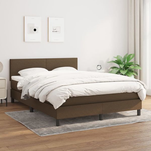 vidaXL Boxspringbett mit Matratze Dunkelbraun 140x200 cm Stoff 3139900