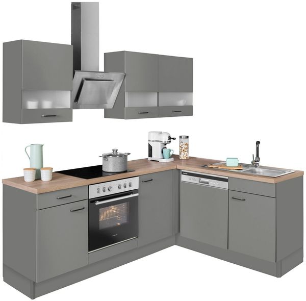 OPTIFIT Winkelküche Elga, Premium-Küche, Soft-Close-Funktion, Vollauszug, Stellbreite 225x175cm