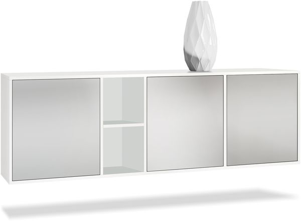 Vladon Kommode Cuba - Weiß matt/Hellgrau seidenmatt - Modernes Sideboard für Ihr Wohnbereich - (BxHxT) 182 x 53 x 35 cm