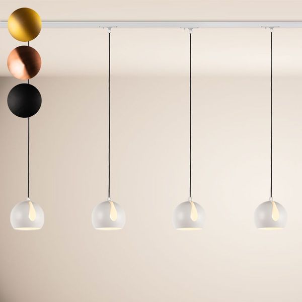 s.luce Ball Esszimmerlampe 1-Phasen-Schiene Endeinspeiser Ø 20cm Gold