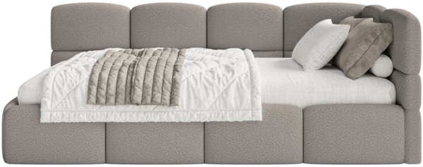 Selsey 'Cloudy' Jugendbett rechts, Bouclé Grau, 90x200 cm