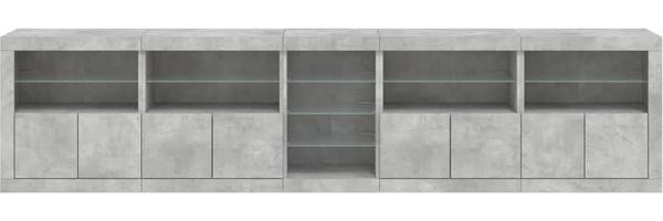 vidaXL Sideboard mit LED-Leuchten Betongrau 283x37x67 cm 3209026 Bild 7