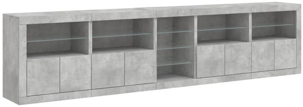 vidaXL Sideboard mit LED-Leuchten Betongrau 283x37x67 cm 3209026 Bild 6