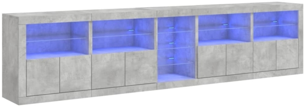 vidaXL Sideboard mit LED-Leuchten Betongrau 283x37x67 cm 3209026
