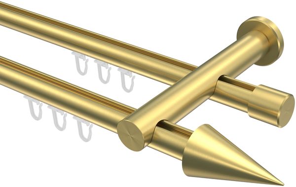 Innenlauf-Gardinenstangen-Set Platon Savio 100 cm, 2-läufig, 20 mm Ø Messing-Optik