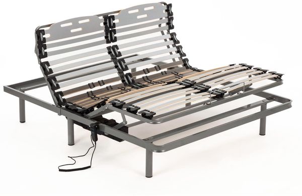 NALUI - Lattenrost für Betten 140x180 cm mit Füßen von ProCare, 11 Latten aus Buchenholz mit 10 cm und Stahlstruktur. Elektro-Lattenrost in 5 Ebenen, mit Fernbedienung und Schiebern zur Regulierung