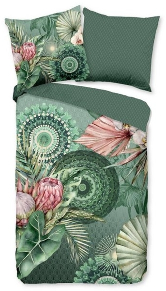 hip Flanell Bettwäsche 135x200 Egor Dschungel Mandala Wende Blätter grün 30953 Bild 4