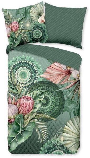 hip Flanell Bettwäsche 135x200 Egor Dschungel Mandala Wende Blätter grün 30953 Bild 3