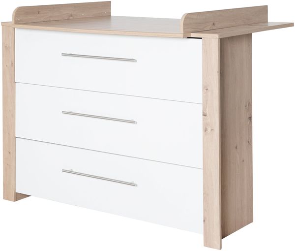 roba Wickelkommode 'Malo' breit - inkl. Wickelansatz - 3 Schubladen - Weiß