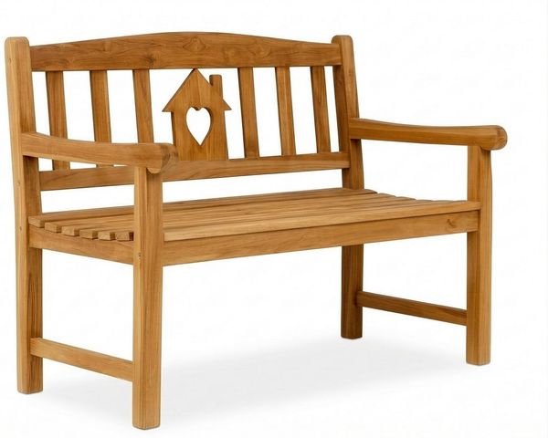 Gartenbank Teak 2-Sitzer HOME | mit Haus & Herz Design