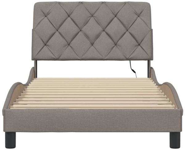 vidaXL Bettgestell mit LED ohne Matratze Taupe 100x200 cm Stoff 3310654 Bild 4