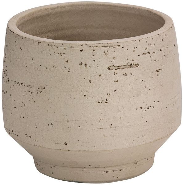 Dehner Übertopf Felix, rund, Keramik matt, Farbe creme, handgefertigter Indoor Blumentopf in modernem, schlichten Design