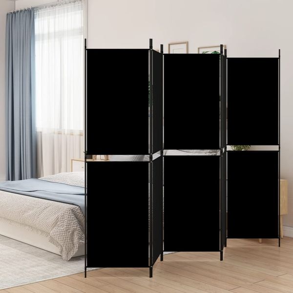 vidaXL 5-tlg. Paravent Schwarz 250x180 cm Stoff 350221