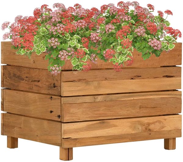 vidaXL Hochbeet 50x40x38 cm Teak Altholz und Stahl 47421