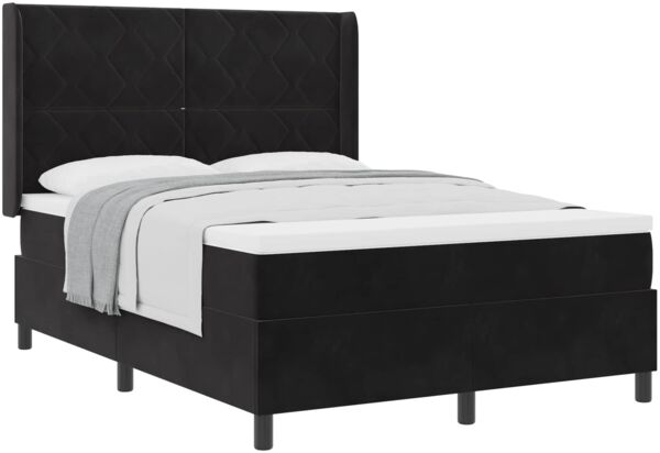 vidaXL Boxspringbett mit Matratze Schwarz 140 x 200 cm Samt 3342064