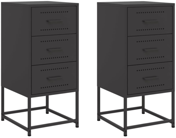 vidaXL Nachttische 2 Stk. Schwarz 36x39x78 cm Stahl 846579