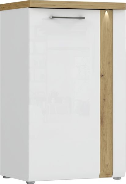Garderobenschrank >TULUZA< LED, 2 Türen, Weiß / Artisan Eiche Dekor - 60,3x100x43,4cm (B/H/T)