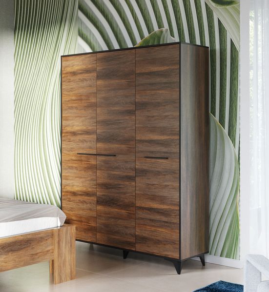 Kleiderschrank ""Frida"" Drehtürenschrank 135cm Shirin Walnuss schwarz