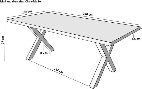 Esstisch Baumkante Akazie nussbaumfarben 240 x 100 cm X-Gestell schwarz FREDERIK 80994809 Bild 5